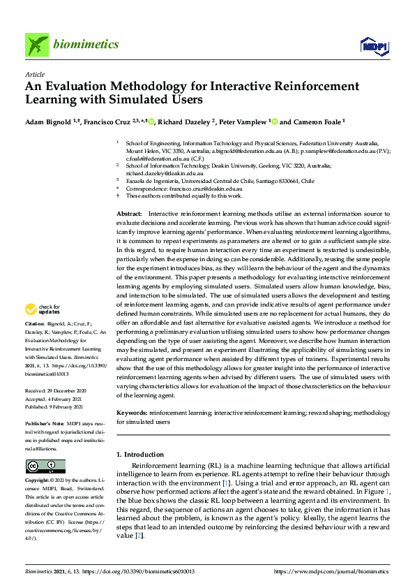 (PDF) An Evaluation Methodology for Interactive Reinforcement Learning ...