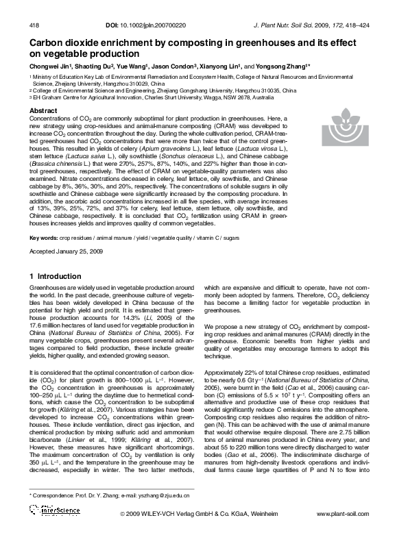 (PDF) Carbon dioxide enrichment by composting in greenhouses and its