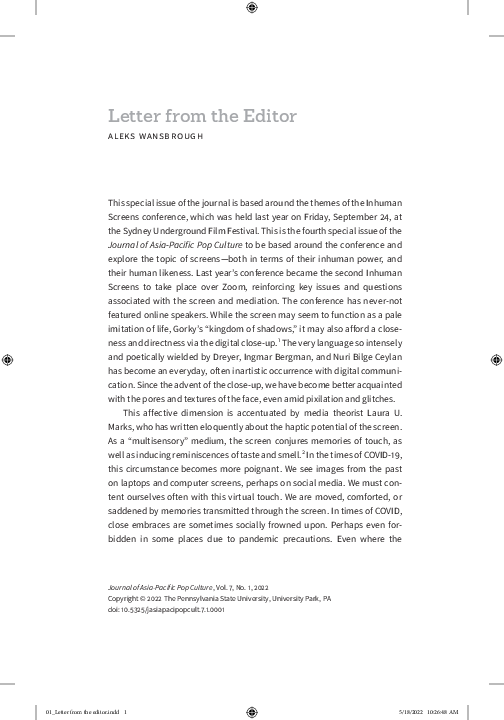 (PDF) Letter from the Editor