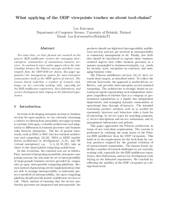 (PDF) What applying of the ODP viewpoints teaches us about tool-chains