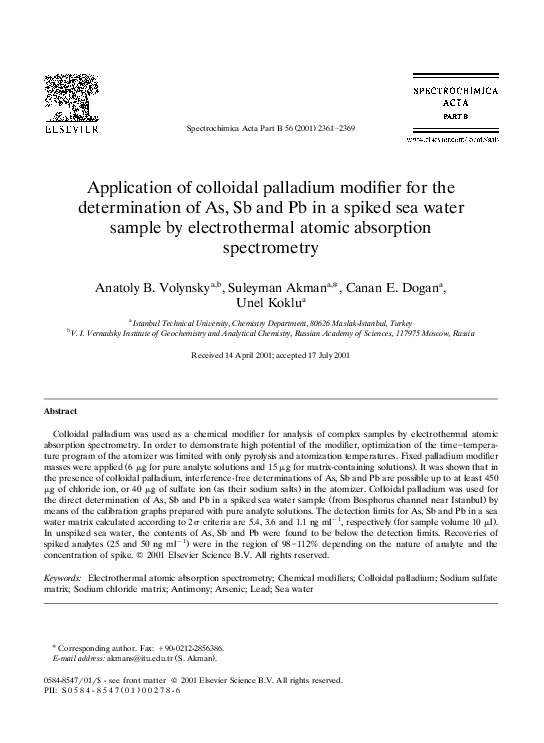 (PDF) Application of colloidal palladium modifier for the determination