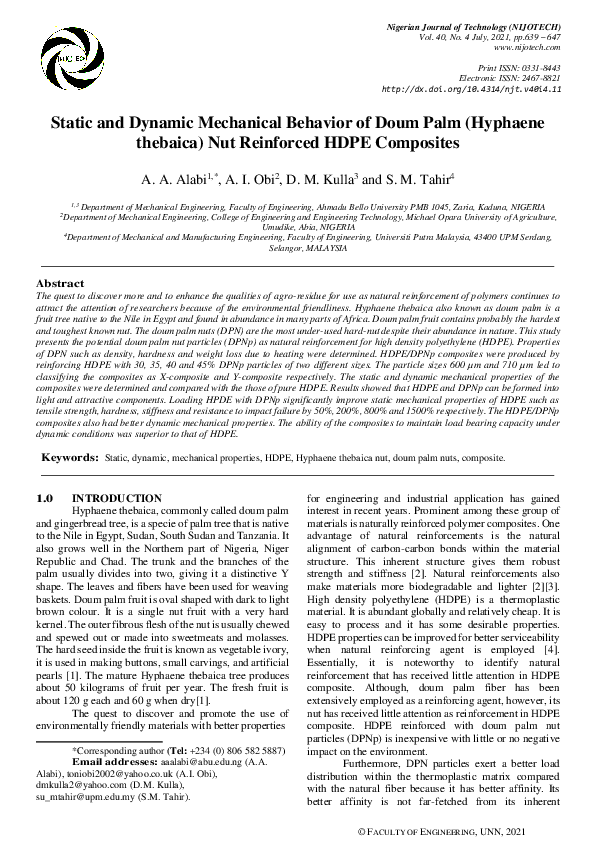 (PDF) Static and dynamic mechanical behavior of doum palm (Hyphaene ...