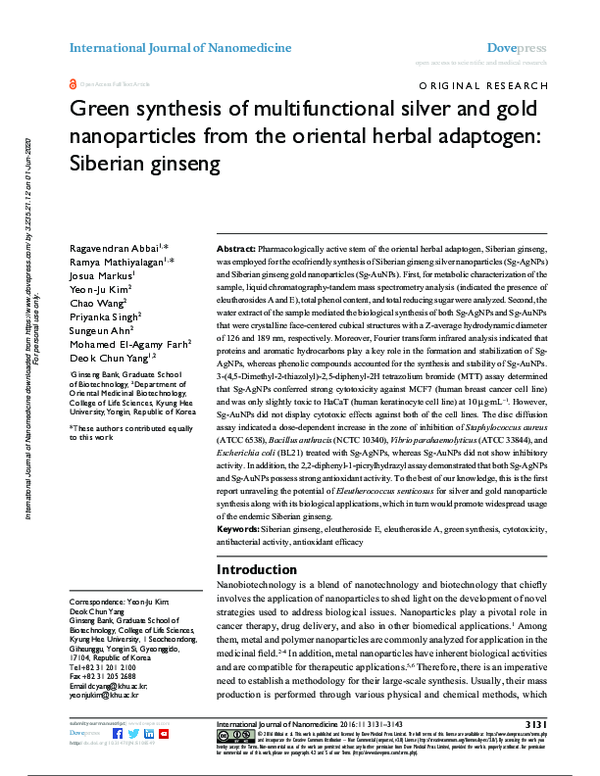 (PDF) Green synthesis of multifunctional silver and gold nanoparticles ...