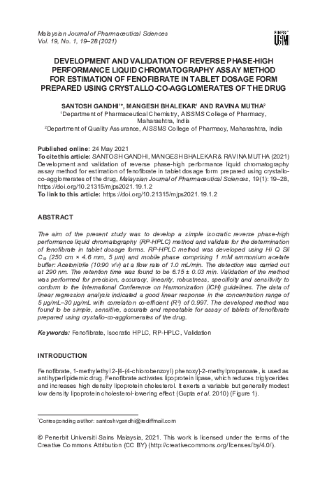 (PDF) Development and Validation of Reverse Phase-High Performance ...