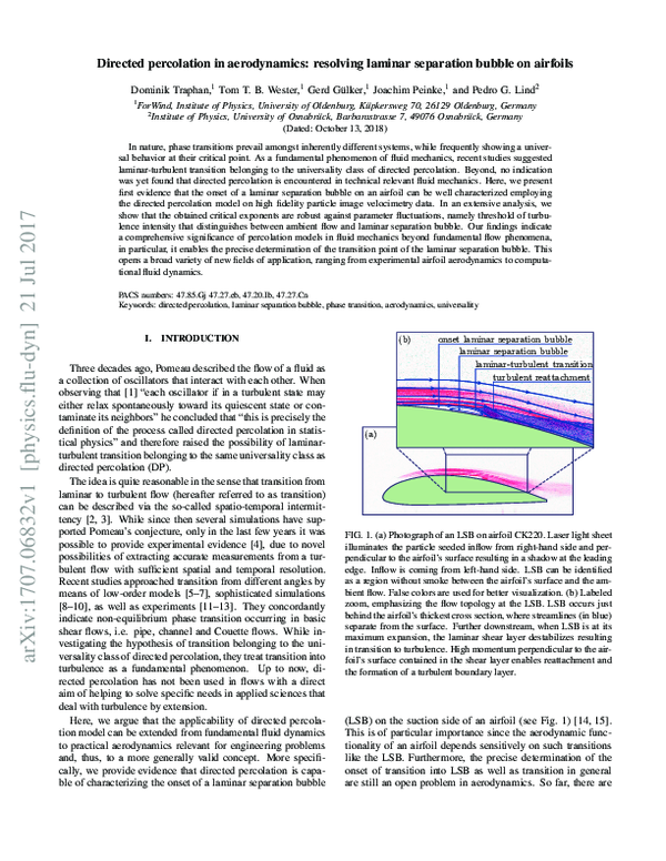 (PDF) Aerodynamics and Percolation: Unfolding Laminar Separation Bubble ...