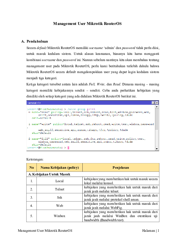 (PDF) Management User Mikrotik Router OS