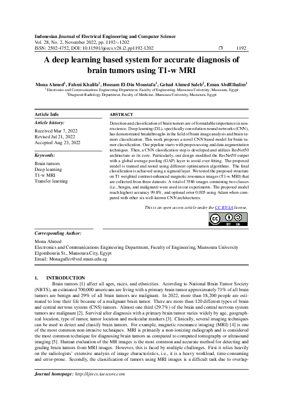 (PDF) A deep learning based system for accurate diagnosis of brain ...