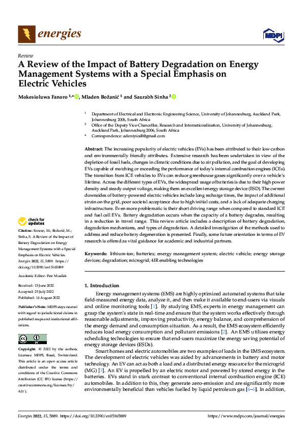 (PDF) A Review of the Impact of Battery Degradation on Energy ...
