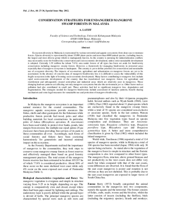 (PDF) Conservation Strategies for Endangered Mangrove Swamp Forests in ...