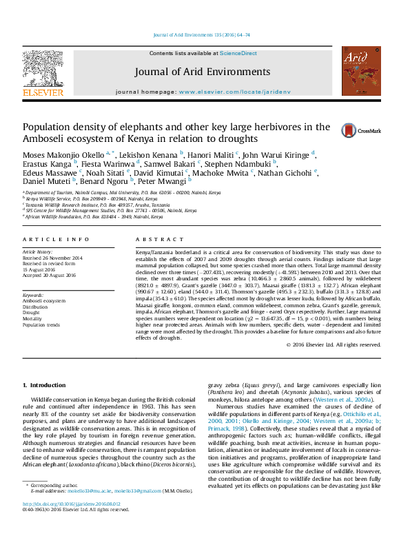 (PDF) Population density of elephants and other key large herbivores in ...