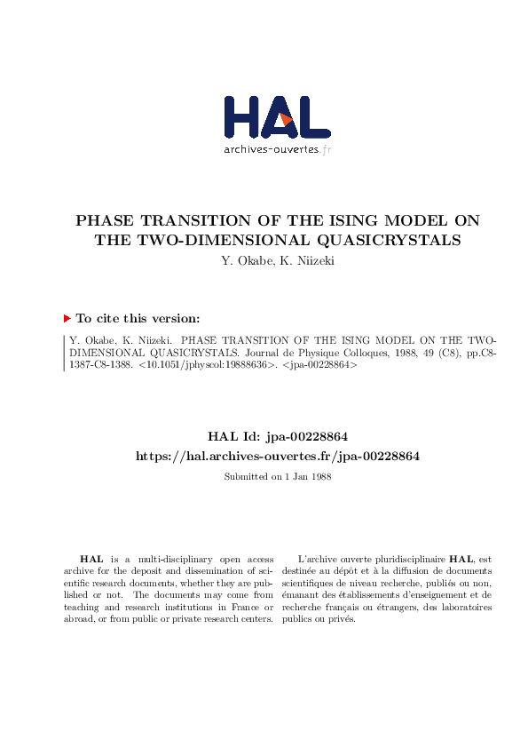 (PDF) Phase Transition of the Ising Model on the Two-Dimensional ...