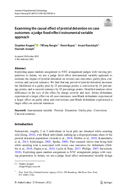 (PDF) Examining the causal effect of pretrial detention on case ...