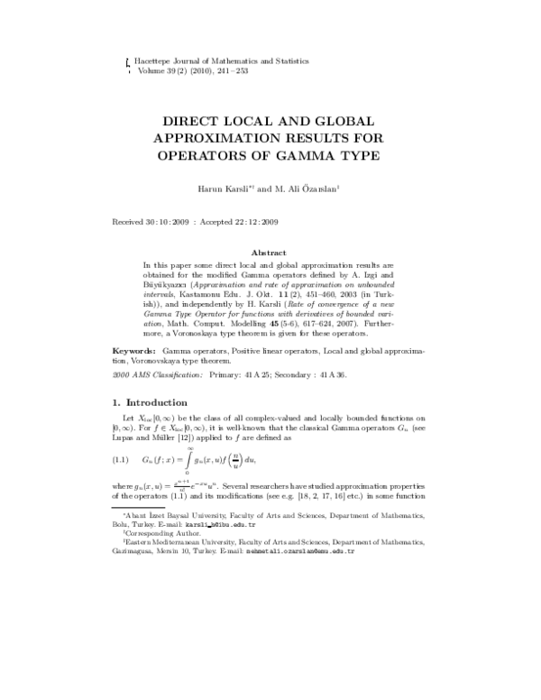 (PDF) Direct local and global approximation results for operators of ...