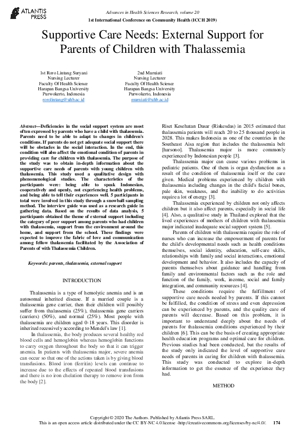 (PDF) Supportive Care Needs: External Support for Parents of Children ...