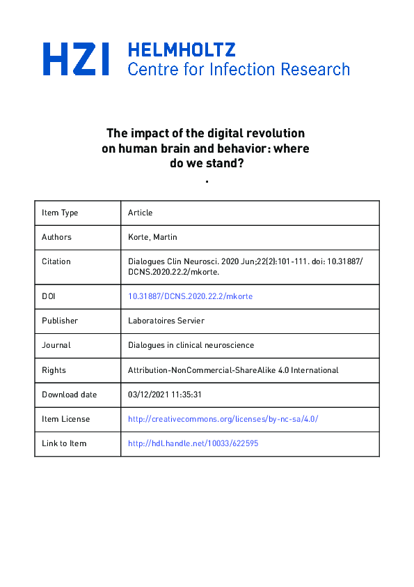 (PDF) The impact of the digital revolution on human brain and behavior ...