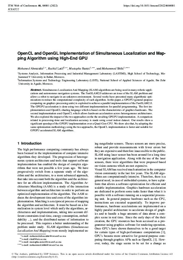 (PDF) OpenCL and OpenGL Implementation of Simultaneous Localization and ...