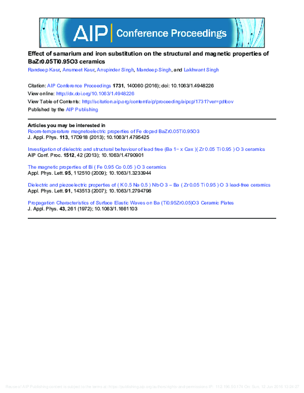 (PDF) Effect of samarium and iron substitution on the structural and ...