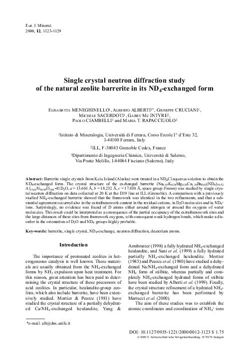 (PDF) Single crystal neutron diffraction study of the natural zeolite ...