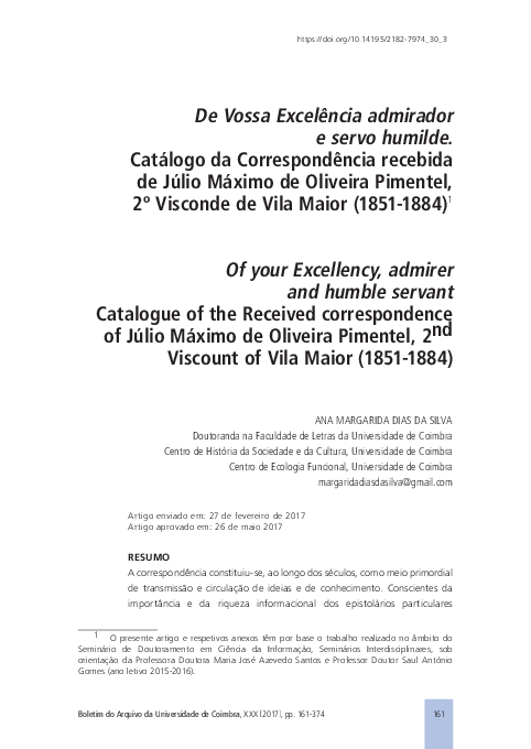 (PDF) Of your Excellency, admirer and humble servant: catalogue of the ...