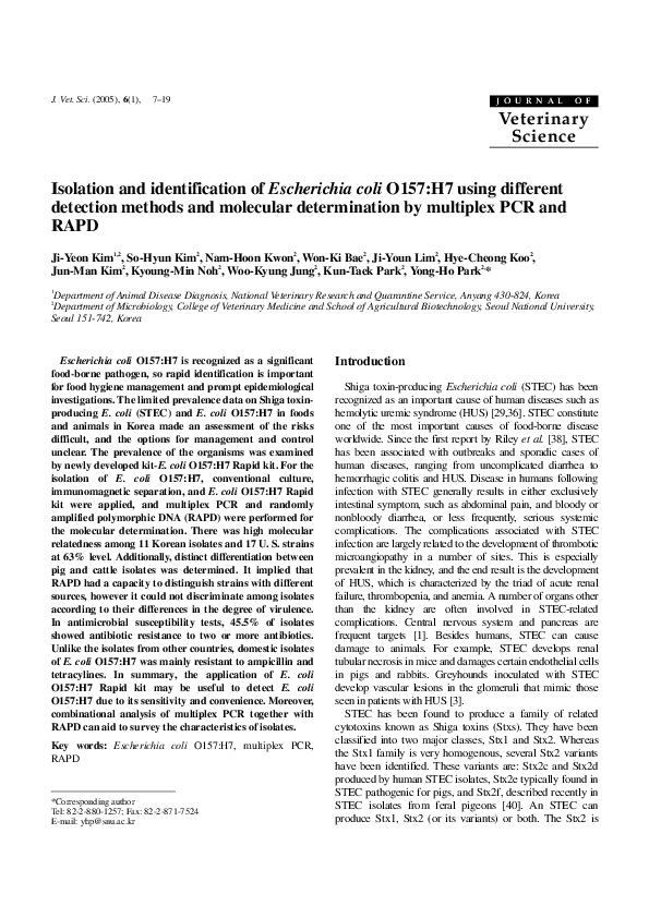 (PDF) Isolation and identification of Escherichia coli O157:H7 using ...