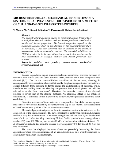 (PDF) Microstructure and Mechanical Properties of a Sintered Dual Phase ...