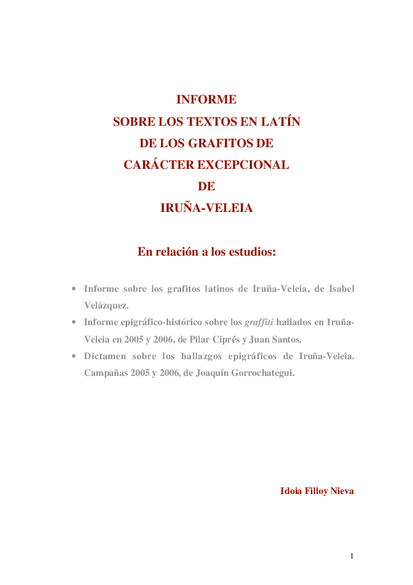 sii。 PDF) Informe sobre los textos en latín de los grafitos de