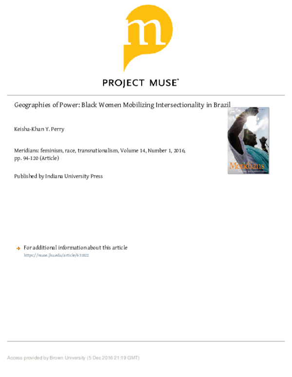 (PDF) Geographies of Power: Black Women Mobilizing Intersectionality in ...