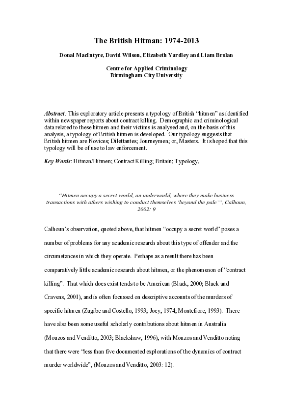 (PDF) The British Hitman: 1974-2013