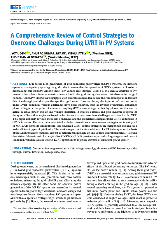 (PDF) A Comprehensive Review of Control Strategies to Overcome ...