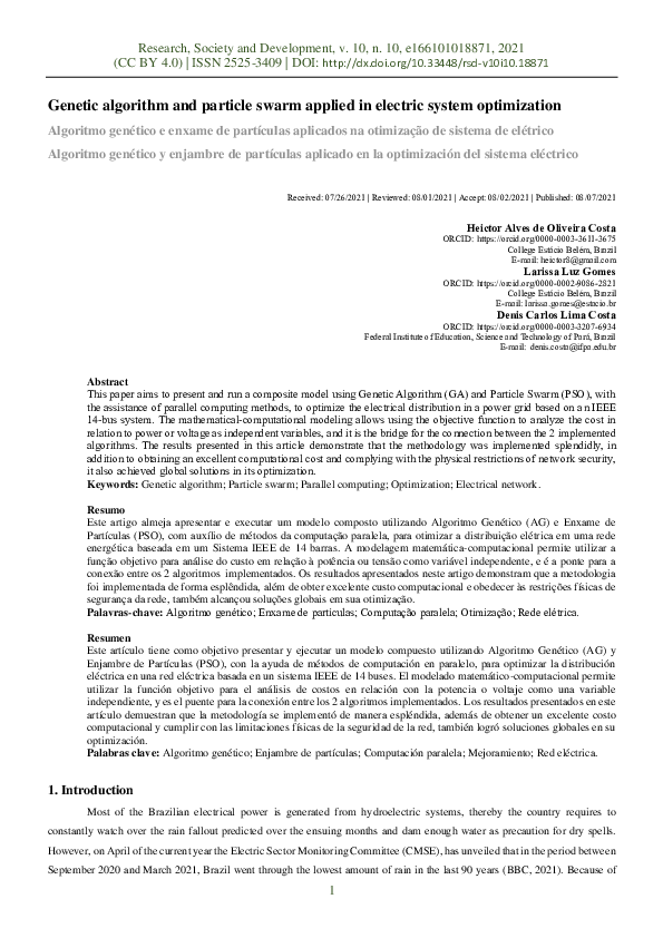 (PDF) Genetic algorithm and particle swarm applied in electric system ...