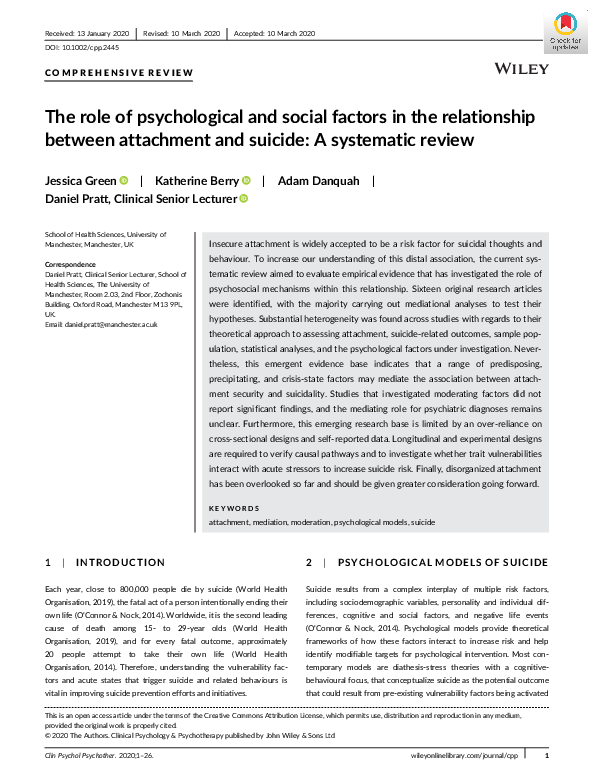 (PDF) The role of psychological and social factors in the relationship ...