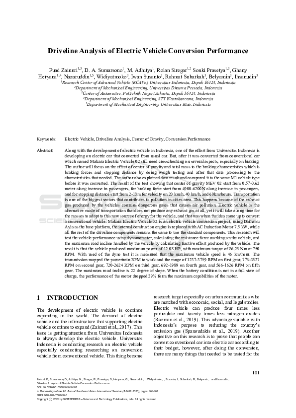(PDF) Driveline Analysis of Electric Vehicle Conversion Performance