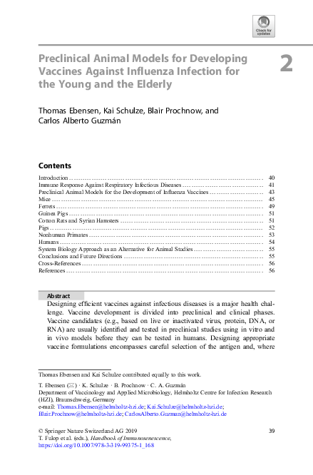 (PDF) Preclinical Animal Models for Developing Vaccines Against ...