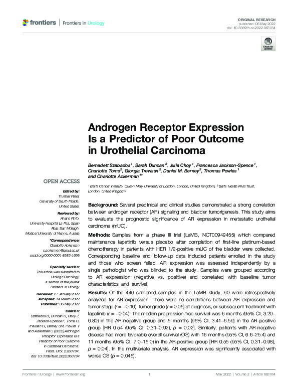 (PDF) Androgen Receptor Expression Is a Predictor of Poor Outcome in ...