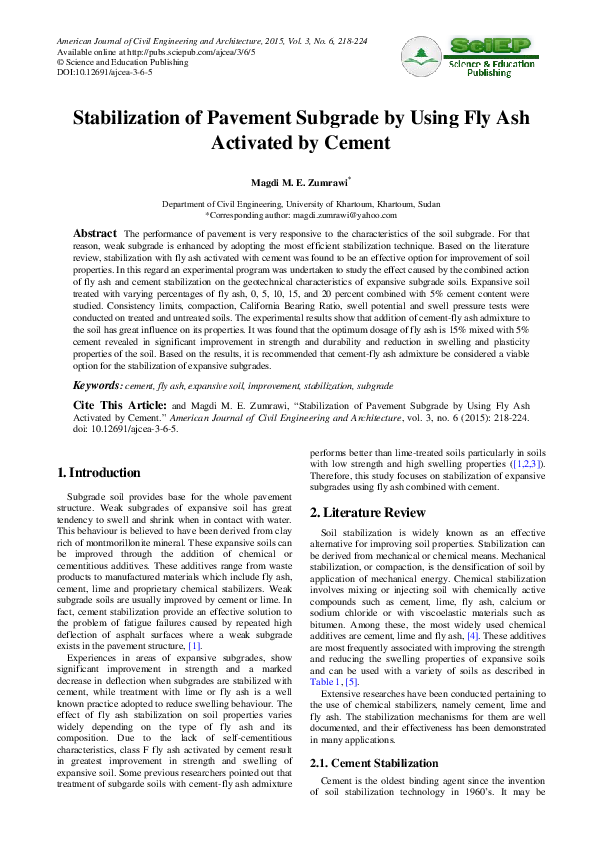 (PDF) Stabilization of Pavement Subgrade by Using Fly Ash Reinforced ...