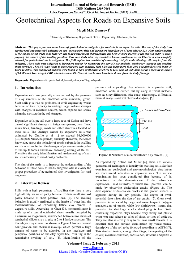 (PDF) Geotechnical Aspects for Roads on Expansive Soils