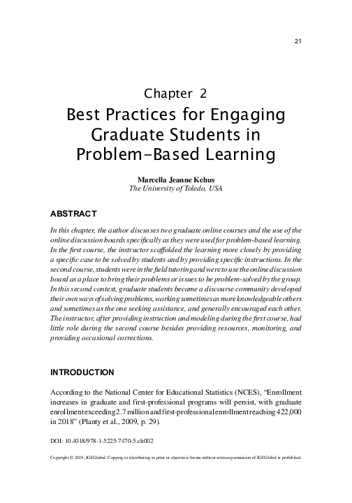 (PDF) Best Practices for Engaging Graduate Students in Problem-Based ...