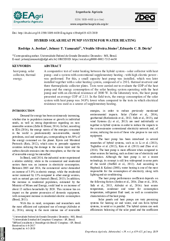 (PDF) Hybrid Solar Heat Pump System for Water Heating
