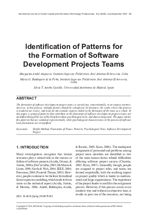 (PDF) Identification of Patterns for the Formation of Software ...