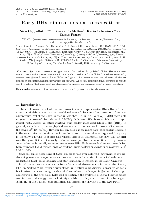 (PDF) Early BHs: simulations and observations
