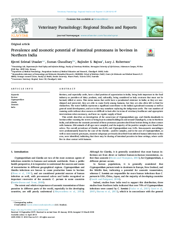 (PDF) Prevalence and zoonotic potential of intestinal protozoans in ...