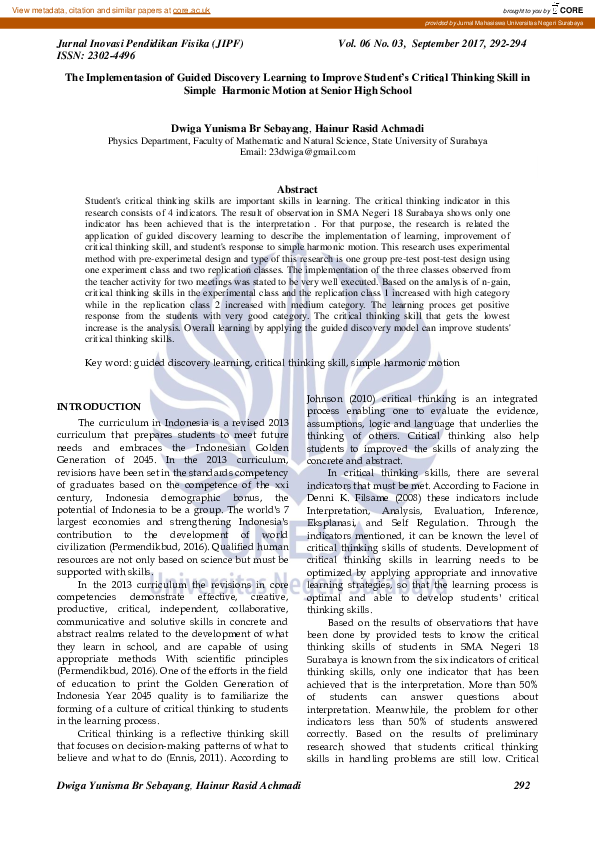(PDF) The Implementasion of Guided Discovery Learning to Improve ...