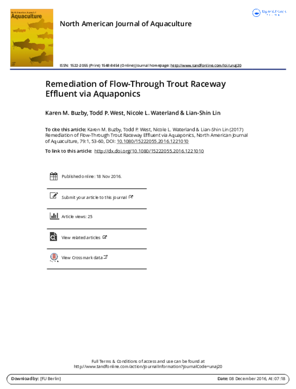 (PDF) Remediation of Flow‐Through Trout Raceway Effluent via Aquaponics