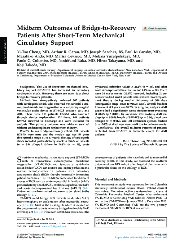 (PDF) Mid-term outcomes of bridge-to-recovery patients after short-term ...