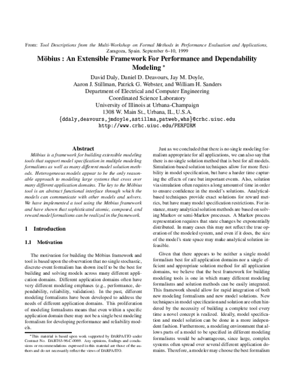 (PDF) Möbius: An extensible framework for performance and dependability ...