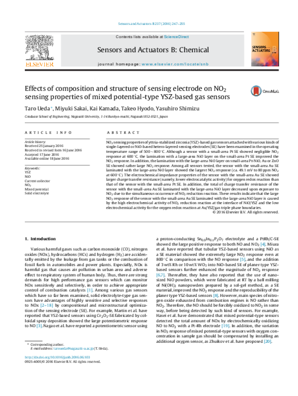 (PDF) Effects of composition and structure of sensing electrode on NO2 ...