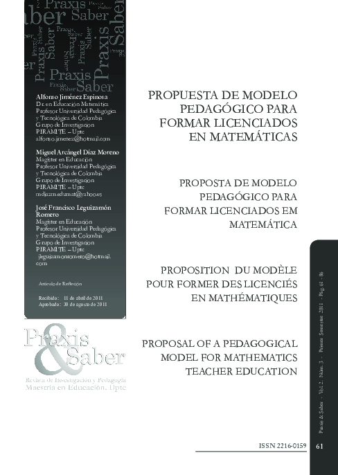 (PDF) Proposal of a pedagogical model for mathematics teacher education