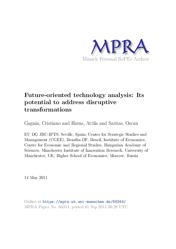 (PDF) Future-oriented technology analysis: Its potential to address ...