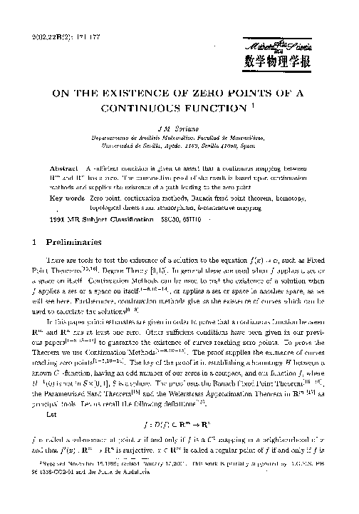 (PDF) On the existence of Zero points of a continuous function | José ...