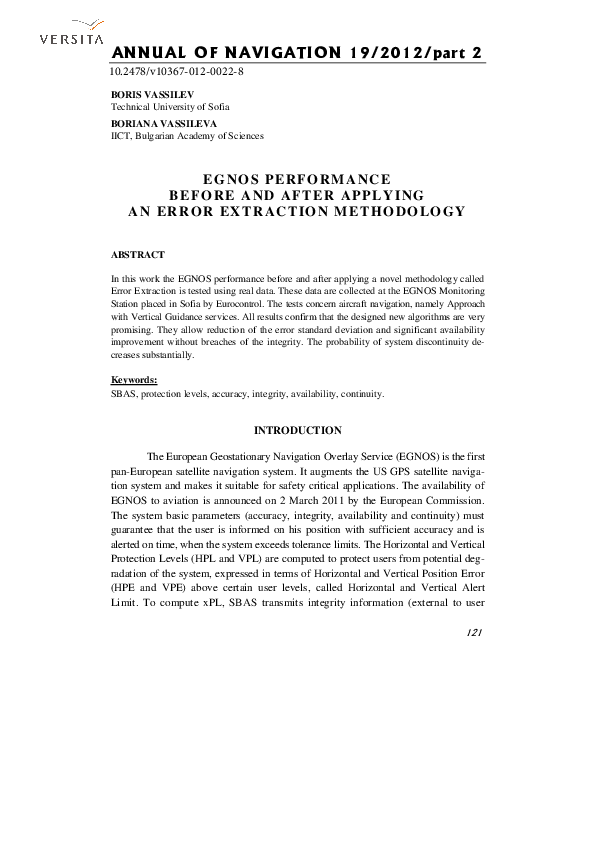 (PDF) Egnos Performance Before and After Applying an Error Extraction ...
